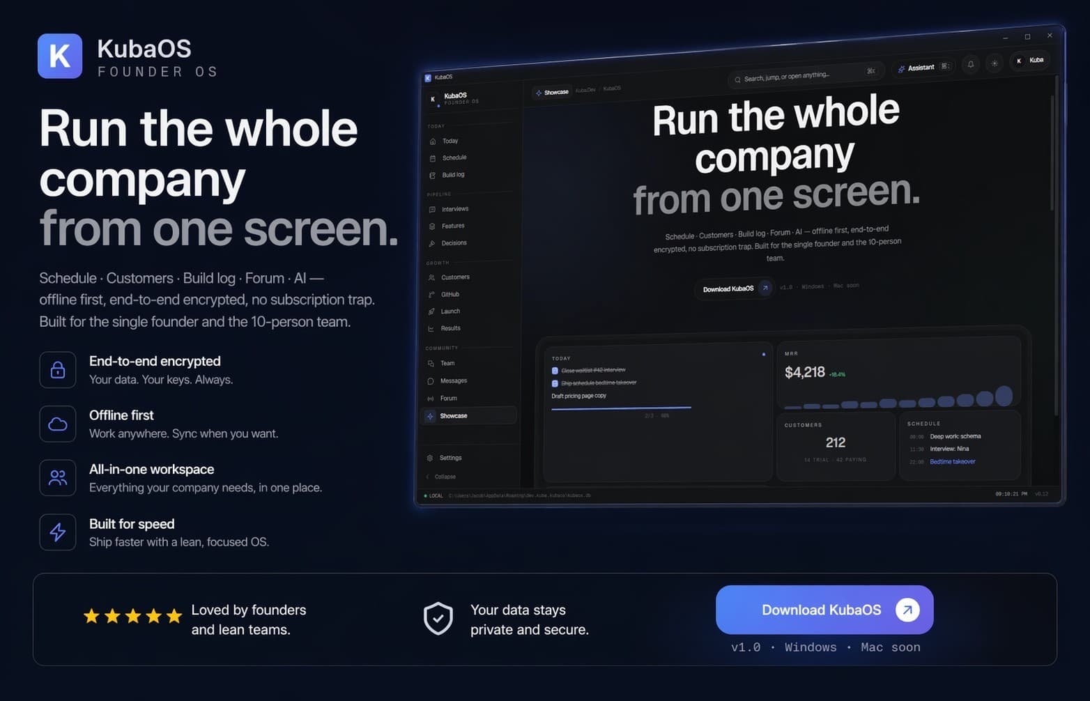 KubaOS — run the whole company from one screen
